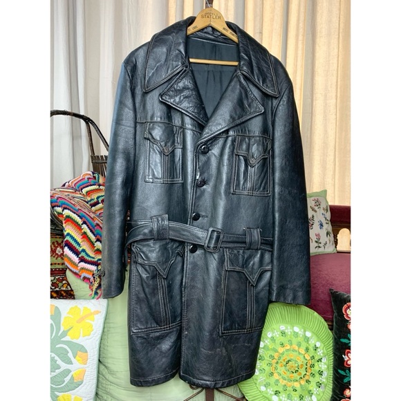 80s Leather Great Coat - Picture 12 of 12